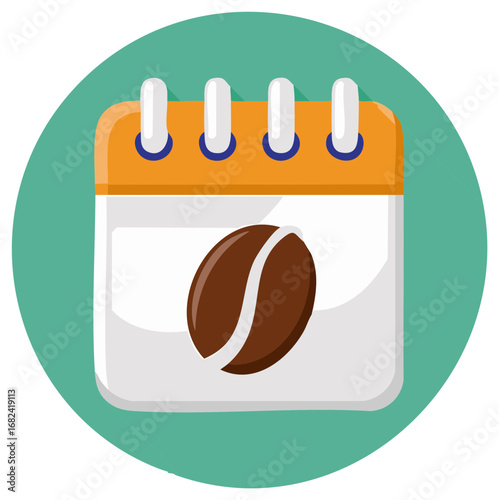 Coffee Calendar Icon Illustration with Marked Date for Coffee Break or Shop