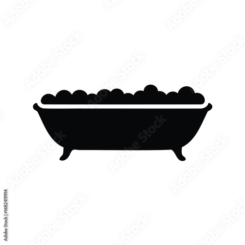 Silhouette of a clawfoot bathtub full of bubbles perfect for a relaxing soak