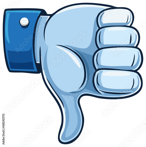 Cartoon Hand with Thumbs Down Social Media Feedback Rejection Dislike Icon Symbol