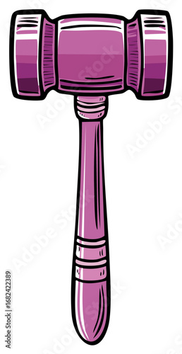 Illustration of a pink gavel used for judicial proceedings and legal decision making