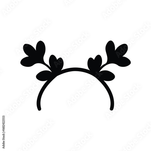 Silhouette image of headband with floral decorations suitable for festive occasions