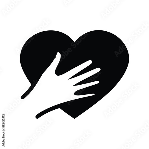 A symbolic black and white depiction of love, caring, and affection