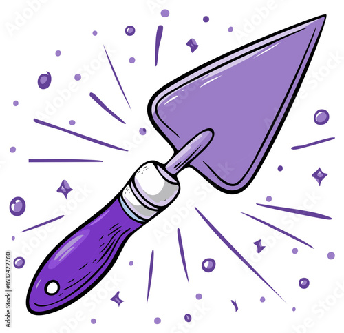 Whimsical Trowel with Purple Handle Construction and Building Tool