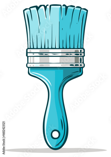 Bright Blue Paint Brush with Silver Ferrule and Hanging Hole
