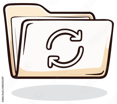 Folder Icon with Refresh Arrows for Data Processing and Software Updates