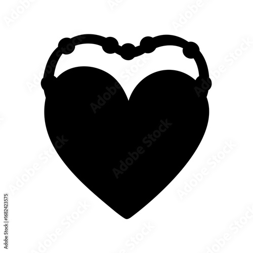 Stylized graphic of a heart with beaded accent perfect for Valentines day