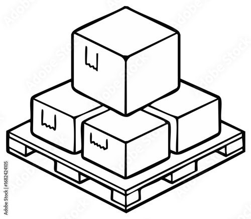 Outline Illustration of Boxes Stacked on a Pallet for Shipping and Delivery