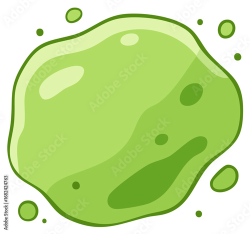 Wallpaper Mural Vibrant green liquid slime blob with shiny texture and smaller splatters, abstract cartoon illustration Torontodigital.ca