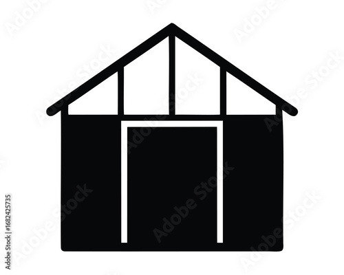 Simple Black and White Representation of a Shed or Storage Structure