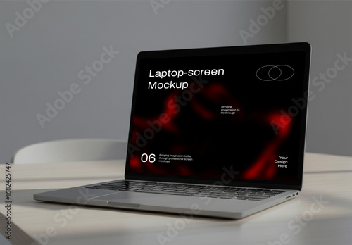 Laptop Screen Mockup on Table