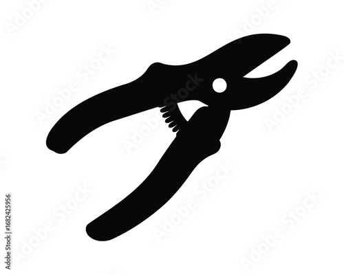 Silhouette of a pair of pliers for gripping and cutting materials