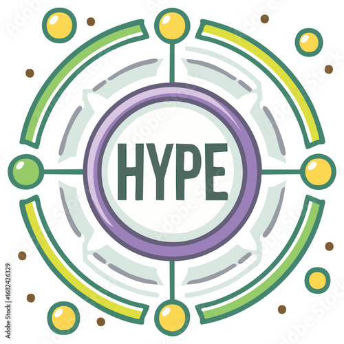 Hype concept illustration with circle diagram and colorful design.