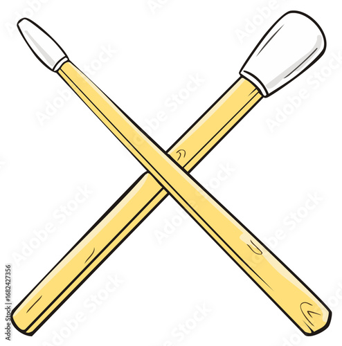 Two crossed wooden manicure pedicure tools for nail care and beauty hygiene illustration