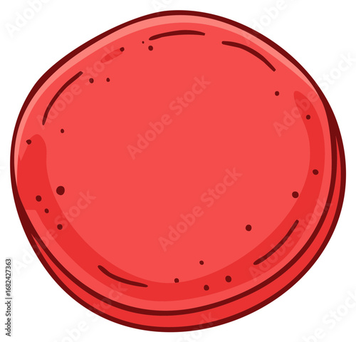 Red Round Cartoon Pancake Flatbread Graphic Isolated Illustration