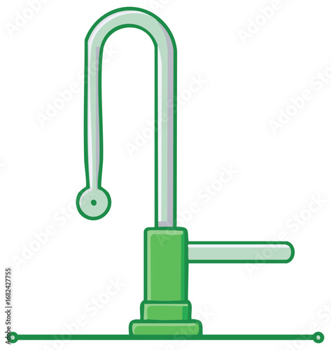 Green Modern Kitchen Water Faucet Tap Illustration Vector Design Plumbing Fixture Icon