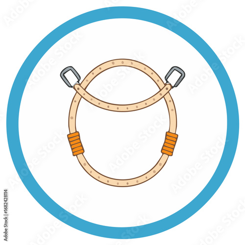 Circular rope with carabiners and hand grips symbolizes connection and support