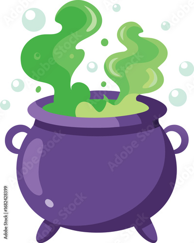 Witch cauldron bubbling potion smoke swirls