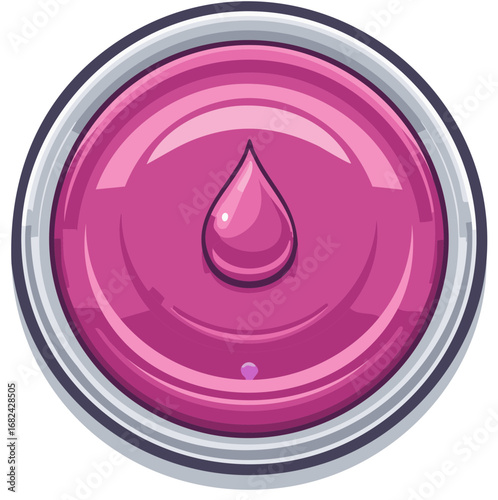 Pink paint can with drop icon inside, illustrative concept