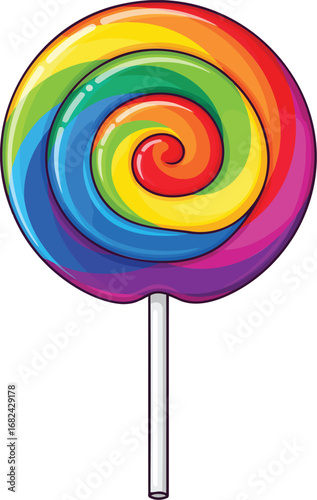 Vibrant rainbow swirl lollipop, a sweet treat for every day