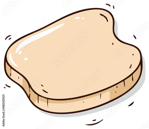 Fresh baked plain white bread slice simple doodle illustration graphic element food item