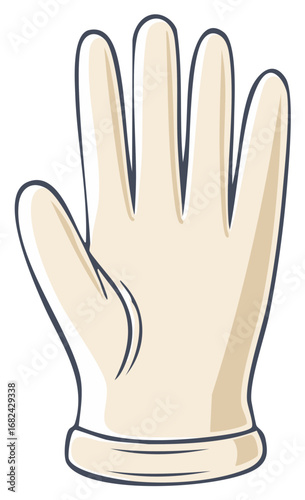 Isolated cartoon beige medical glove vector illustration for hygiene and protection