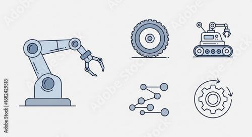 Industrial automation robotic arm wheel gear connection process engineering technology concept design