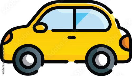 Vector art of a yellow car for transportation