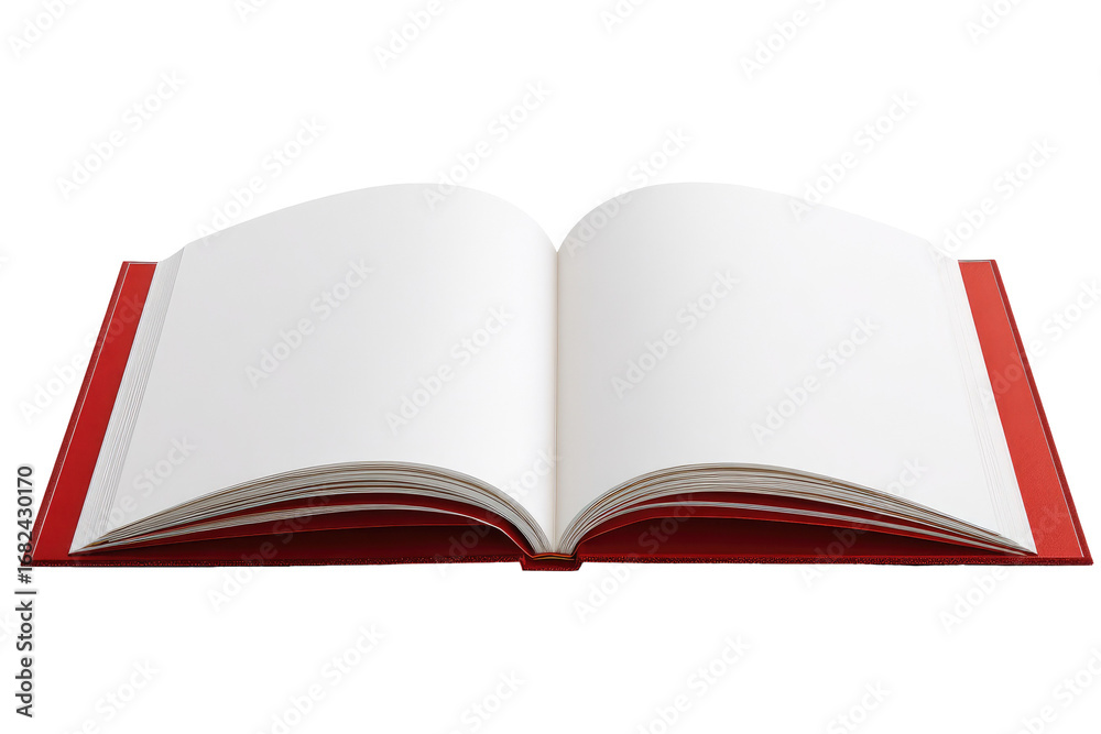 Fototapeta premium Open red book with blank white pages (1)
