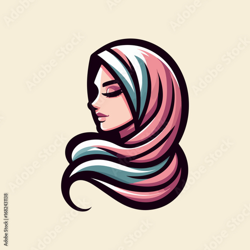 Elegant woman in hijab, side profile, beautiful and stylish.