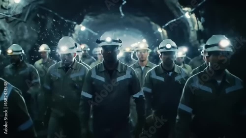 Workers walking in tunnel