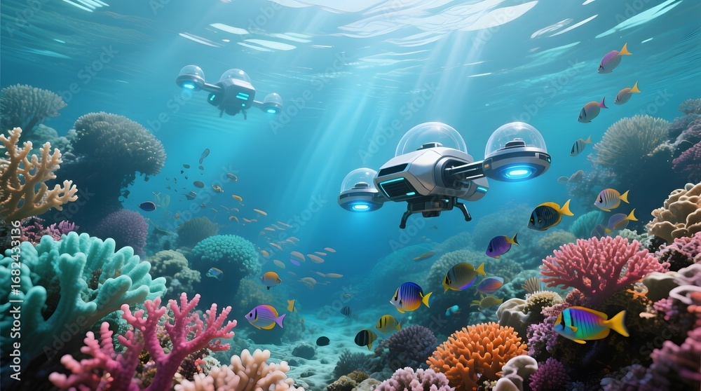 Obraz premium Futuristic Underwater Scene