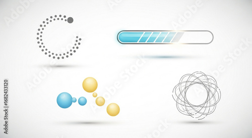 Download progress animation loading icon set vector illustration graphic design template for website and app