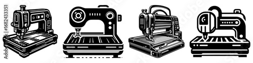 Modern Minimalist Cutting Machine Icon, Flat Silhouette of an Industrial Equipment Vector for Manufacturing Illustration Design