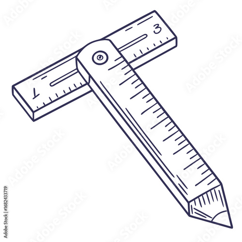 Adjustable Square Ruler With Pencil measuring tool