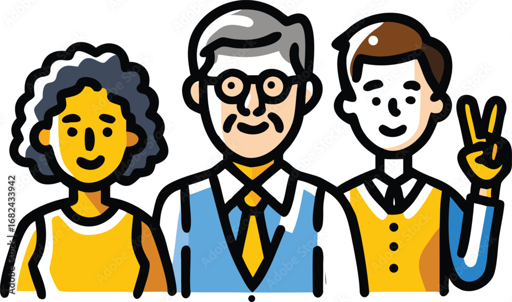 Naklejka premium Vector art of diverse group of people standing together