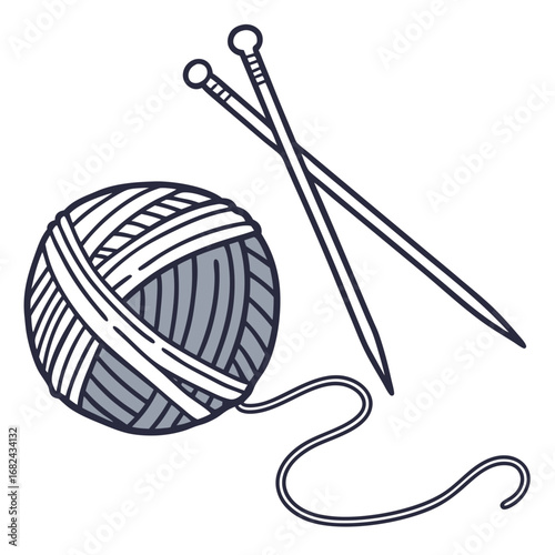 Ball of yarn and knitting needles wool craft