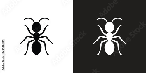 Ant Silhouette in Black and White Illustration for Design and Education Projects