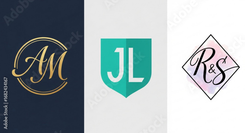 Custom logo design with initials am jl rs for brand identity and personalized monogram for business and wedding 100