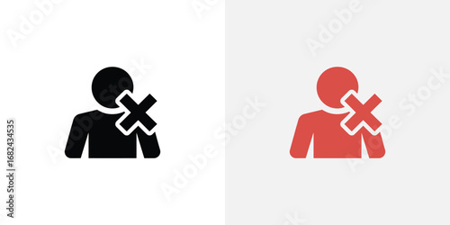 Black and Red User Icon With Delete Sign Showing Account Removal or Banned Status