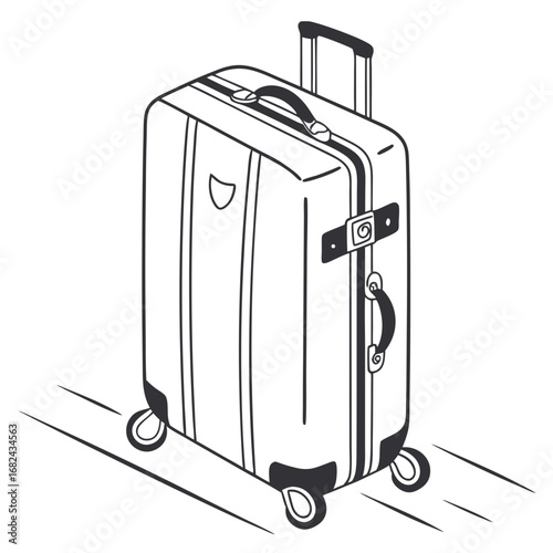 Black and white rolling suitcase with handle luggage