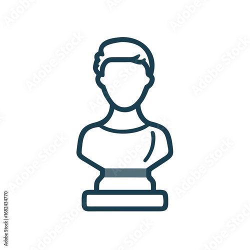 Blue bust sculpture outline human