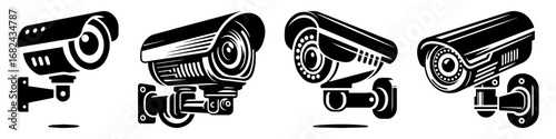 Modern Minimalist Security Camera Icon, Flat Silhouette of a Surveillance Device Vector for Safety Illustration Design