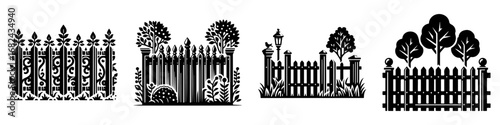 Modern Minimalist Fence Icon, Flat Silhouette of a Boundary Barrier Vector for Property Illustration Design