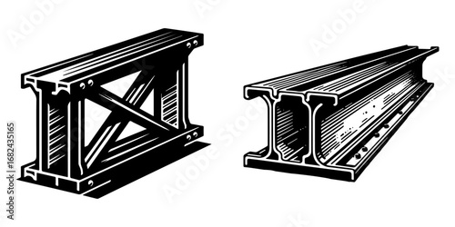 Modern Minimalist Steel Beam Icon, Flat Silhouette of a Construction Material Vector for Building Illustration Design