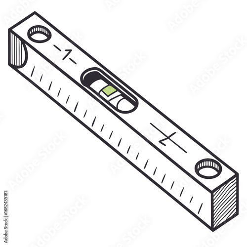 Bubble level tool with markings measuring construction