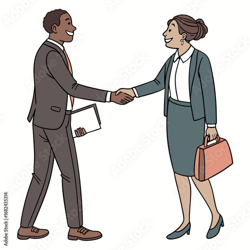 Business handshake between man and woman agreement