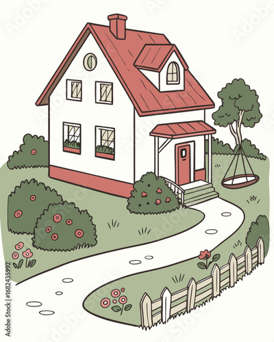 Charming house with garden and tree swing home