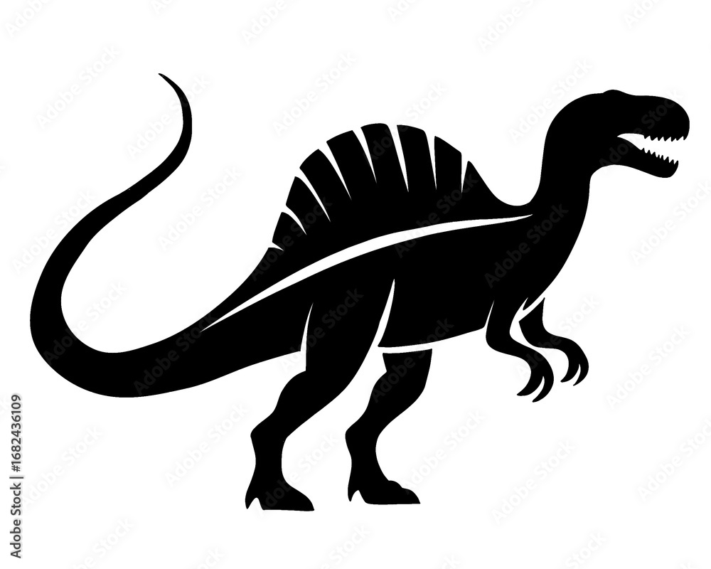 Fototapeta premium Spinosaurus dinosaur silhouette, vector illustration 