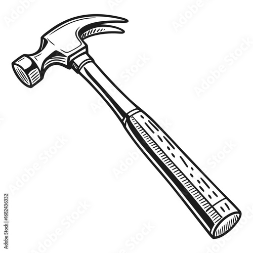 Claw hammer with wooden handle tool carpentry