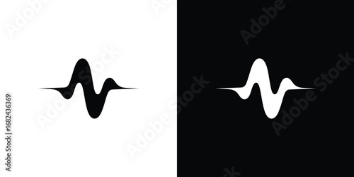 Black and White Waveform Design, Opposite Color Schemes, Split Background Art